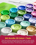 The Crafter's Workshop Stencil Butter — Boutique Texture Paste Gift Set for Artists & Crafters — Metallic Texture Paste for Canvas, Journals, DIY Cards — 39 Piece Set