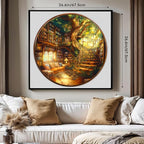 Round Puzzles for Adults 1000 Pieces, Hard Difficult Challenging Puzzles for Adults, Charming Bookstore Jigsaw Puzzles 1000 Pieces for Seniors, 3D Visual Flat Puzzle (26.6 x 26.6in)