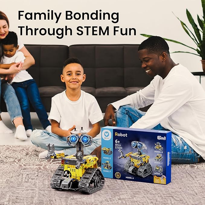 Sillbird Robot Building Kit with Remote Control Gifts for Kids Boys Ages 8-13, Coding STEM Robotic Technic Racer Car Toys for Birthday, Build 6in1 Model with 631 Pieces
