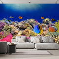 wall26 Wall Sticker/Wall Mural Tropical Blue Fish Coral Reef Ocean Seascape Nature Wilderness, Not Peel and Stick, Non-Woven Wallpaper Decorative for Bedroom, Living Room, Office - 96x144 inches