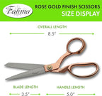 Szco Supplies 8.5” Fatima Heavy-Duty Professional Fabric Tailor Scissors For Home Crafts And Office With Rose Gold Finished Handle