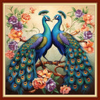 Dimxvean Stamped Cross Stitch Kits,Cross Stitch Kits for Adults Beginners,Embroidery Kits Full Range of Cross Stitch Stamped Kits Needlepoint Kits Cross Stitch Patterns- Peacock Flower 18x18 inch