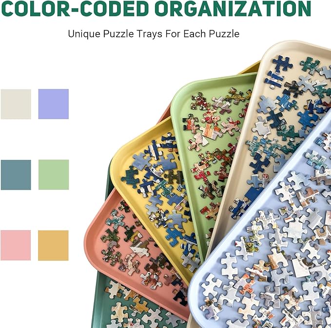 16.9" x 12" Extra-Large Puzzle Sorting Trays Stackable, 6 Pack Puzzle Sorter for Sorting 2000/3000/5000 Puzzle Pieces