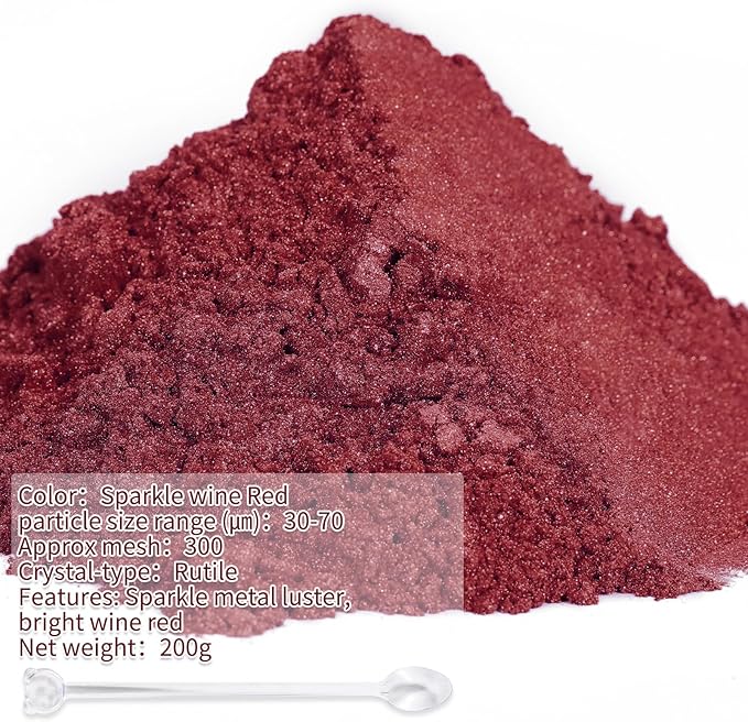 Mica Powder,200g/7.33oz Large Jar,Sparkle Wine Red Mica Powder Pigment for Epoxy Resin，Lip Gloss，Paint，Dye，Soap Making，Nail Polish,Candle Making,Bath Bombs