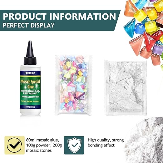 Mosaic Tile Toolkit, Mosaics Glue, Mosaic Tiles and Mosaics Grout, Essential for Handmade Grouting and Perfect for DIY Craft Projects