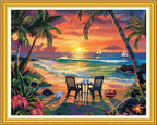 Funchey Stamped Cross Stitch Kits, DIY Cross Stitch Pattern for Adults Beginners Needlepoint Kits Embroidery Kit Arts and Crafts 11CT-Rest by The Seaside 16x20 inch