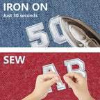 Letter and Number Iron On Patches, A-Z Alphabet and Numbers 0-9 Embroidery Applique Patch, DIY Decorative Heat Press Patches for Clothing Jeans Jackets Backpacks Hats (White 72 Pcs)