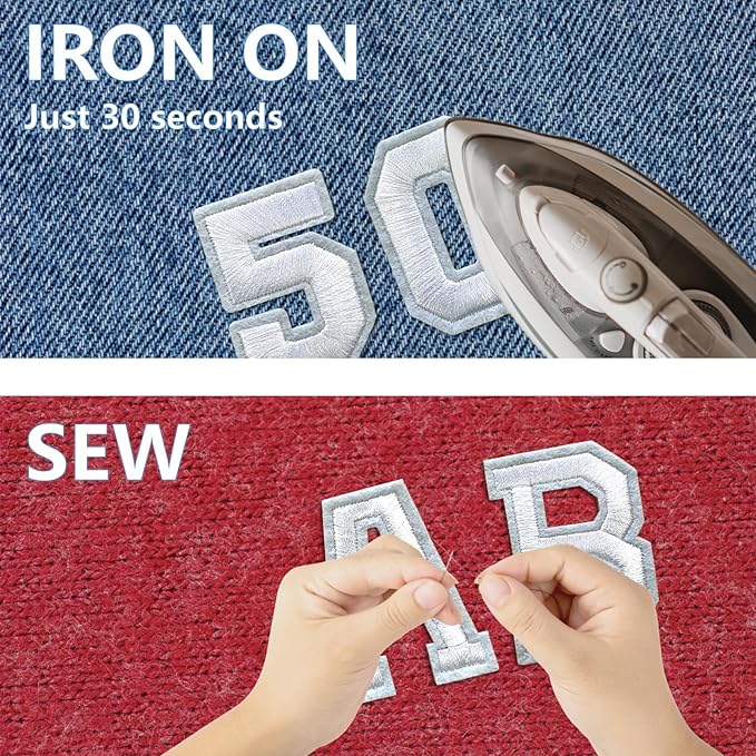 Letter and Number Iron On Patches, A-Z Alphabet and Numbers 0-9 Embroidery Applique Patch, DIY Decorative Heat Press Patches for Clothing Jeans Jackets Backpacks Hats (White 72 Pcs)