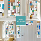 3D Stained Glass Window Film, Decorative Window Privacy Film for Bathroom,Front Door,Home, Sun Blocking Heat Control,Static Cling, Ores 23.6inch x 35.4inch