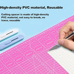A5 Cutting Mat, Self Healing Sewing Mat, Craft Mat Double Sided 3-Ply Craft Cutting Board for Sewing Crafts Leather Fabric Scrapbooking Project Art Supplies, 8.6“ x 5.9”, Pink