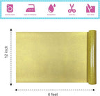 Gold Glitter Heat Transfer Vinyl 12Inch*6FT Glitter Iron on Vinyl for T Shirts Easy to Cut and Weed Compatible with All Cutter Machines HTV Vinyl Iron on for Cricut (Gold, 12Inch*6Ft)