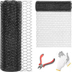 36'' x 50' Black Chicken Wire Fencing, 1 inch Chicken Wire and 20 Gauge Poultry Netting, Garden Mesh Fence Roll for Floral Arrangements/Crafts/Farm/Livestock/Pet Protection