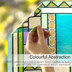 3D Stained Glass Window Privacy Film, Heat Control UV Blocking Static Cling Decorative Window Film for Bathroom,Front Door,Home Non Adhesive,Colorblock 23.6 x 35.4 inches