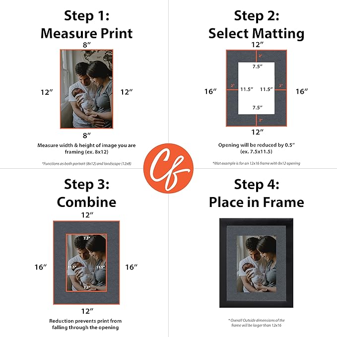 Craig Frames B573 Pre-cut Mat Board for 9x11 Print, 11x14, Graphite Black