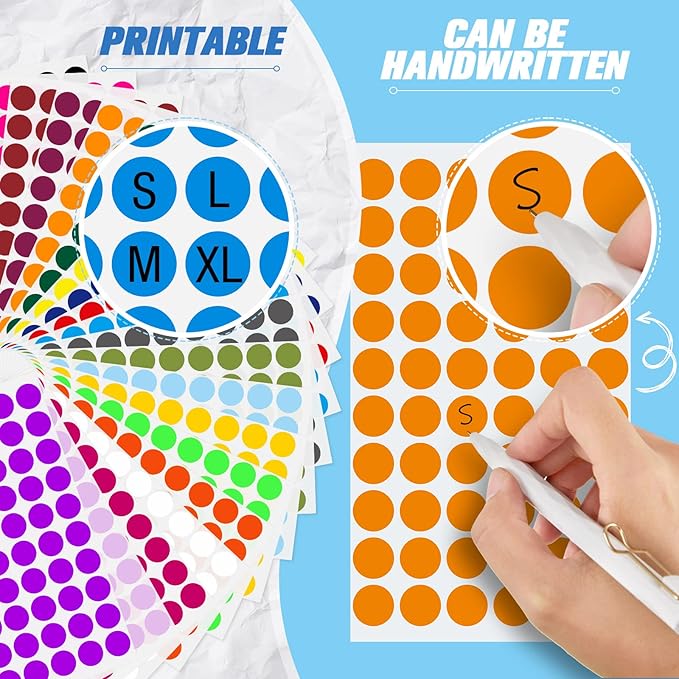 Thenshop 12000 Pcs 1/2 Inch Round Colored Circle Dot Sticker Label 20 Assorted Colors Adhesive Circle Dot Label Coding Sticker for Coloring Marking Organizing