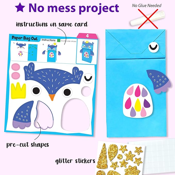 KRAFUN My First Unicorn Bunny Paper Craft Kit for Toddlers and Girls Age 3-8 Years Old, Include 18 Cute DIY Arts and Crafts Projects, Organized Art Activities Supplies Box Preschool Creative Toys