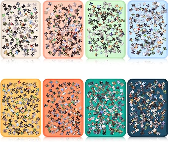 8 Pcs 12'' x 8.7'' Extra Large Puzzle Sorting Trays Stackable Puzzle Trays for Sorting Piece Sorter Jigsaw Storage Accessory for Sorting 2000/3000/5000/6000 Pieces