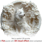 Wooden Puzzles Adults, 3D Samoyed Dog Wooden Puzzles 200 Pieces, Unique Animal Shaped Wood Challenging Jigsaw Puzzles Gifts for Adults, 11.4x11.1in