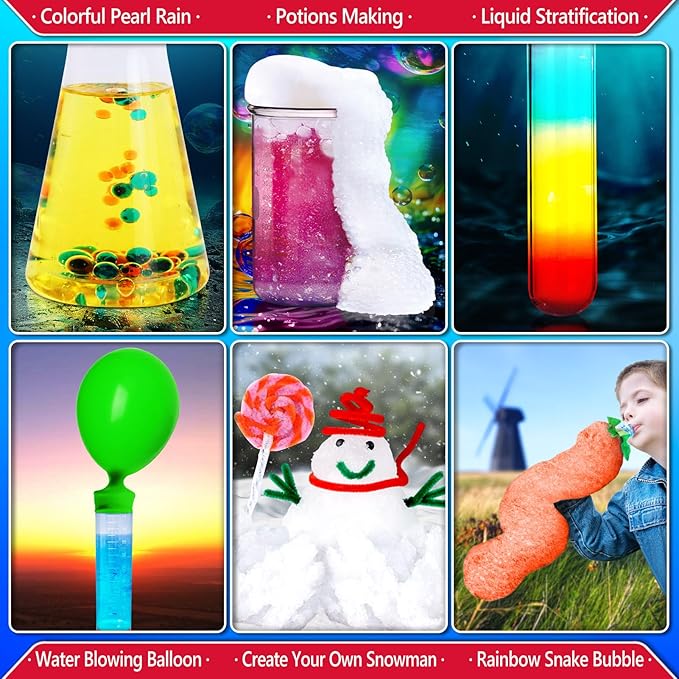 UNGLINGA 210 Experiments Science Kit for Kids, Boys Girls Birthday Toys Gifts Idea, Chemistry Set, Volcano, S.T.E.M Science Educational Project