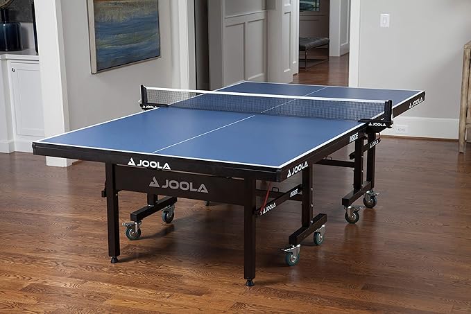 JOOLA Inside Professional MDF Indoor Ping Pong Table with Quick Clamp Table Tennis Net and Post Set - 10 Minute Easy Assembly - Tournament Quality - Foldable with Single Player Playback Mode