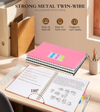 Dotted Notebook, Spiral Notebook Journal 8.5” x 11”, A4 Large Dot Grid Notebooks for Women Men, 100 GSM Dotted Paper, Plastic Hardcover Spiral Bullet Journals for Work School Sketching, Red