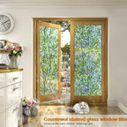 Window Privacy Film Stain Glass Window Film Rainbow Window Film Window clings Non-Adhesive Reusable Decorative for Room (Leaf Rainbow, 17.5 x 157.4 in)