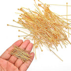 260pcs 18K Gold Filled Ball Pins Non Tarnish Craft Earring Bracelet Jewelry Making Accessories Supplies (20mm (0.78in）, Gold-Ball Pin)