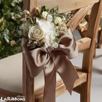 LaRibbons Brown Satin Ribbon 4 Inch 10 Yards Double Faced Luxury Mocha Silk Ribbon for Gift Wrapping Flower Bouquets Bow Christmas Wedding Party Decoration