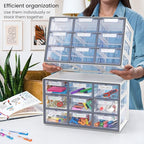 Arteza 9 Drawer Storage Cabinet, 16.1 x 9.3 x 9.8 inches, White, Plastic Drawers with Stoppers, Multi Compartment Organizer for Makeup and Art Supplies