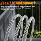 Stainless Steel Cable for Railing - 50FT 1/4" T316 Wire Rope with Clamps and Thimbles - 7 x 19 Strands 6700 LBS Breaking Strength for Outdoor Deck Railing Zipline