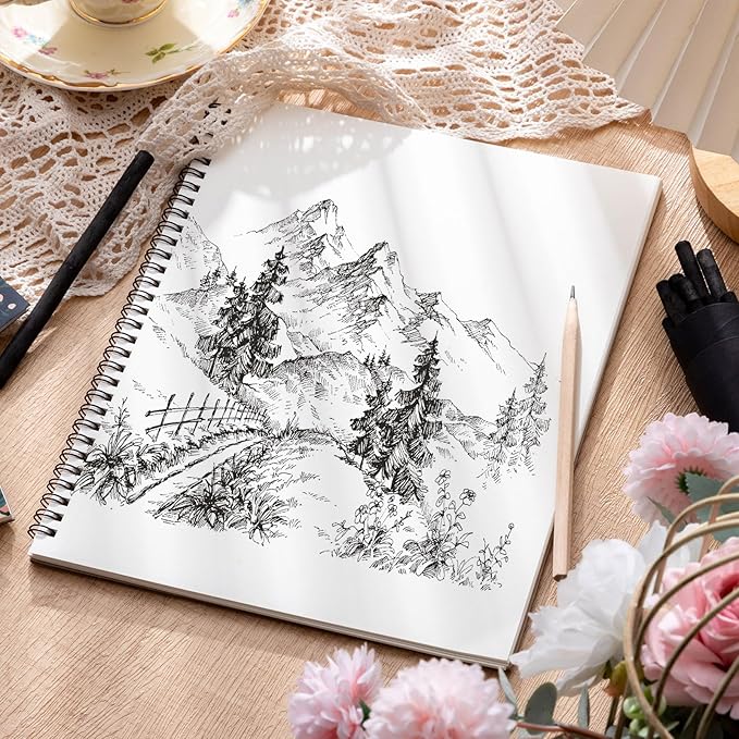 4 Pack Sketch Book, 8.5 x 11Inch Sketchbook, 68lb/100gsm Top Spiral Bound Sketch Pad, Acid Free Art Supplies Drawing Painting Sketching Paper for Woman Artists (30 Sheets Each)