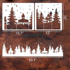 Christmas Stencils for Window Glass Large Christmas Village Stencil for Wood Christmas Tree House Holiday Drawing Templates for Painting on Wall Canvas Paper Doormat