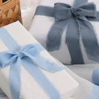 TONIFUL 4 Rolls Silk Chiffon Ribbon, 1-1/2 Inch x 22yds, Dusty Blue Chiffon Ribbons Set, Handmade Fringe Silk Ribbon for Gift Wrapping Bridal Bouquets Wedding Invitations Decoration Crafts