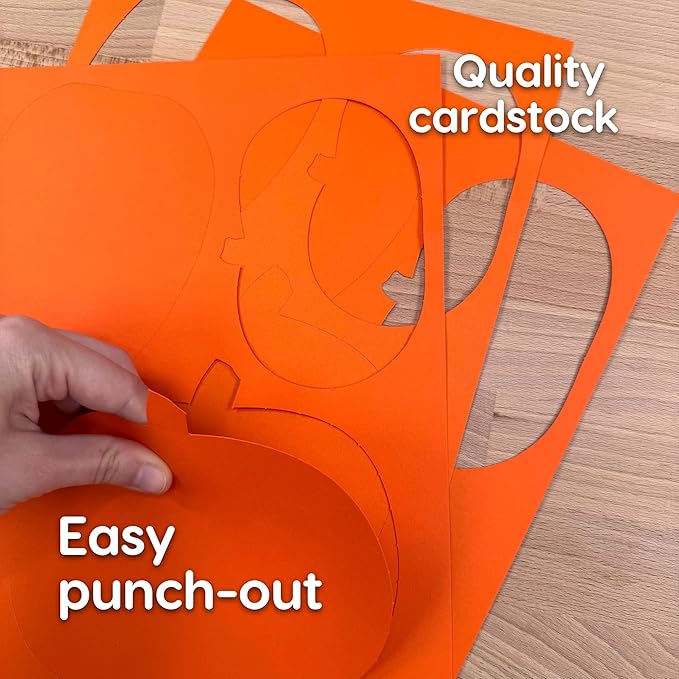 60 Pieces Pumpkin Cutouts for Fall Crafts and Classroom Decor, Orange Paper Shapes in Three Designs for Halloween Projects, Bulletin Boards, Autumn Activities, Double Sided USA Made Cardstock