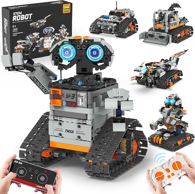 5in1 STEM Robot Building Kit for Kids 6-14+, APP & Remote Control STEM Robot Dinosaur Car Building Toys for Kid Science Learning, 688 Pcs DIY Building Blocks Set, Boys Girls Birthday Xmas Gifts Ideas