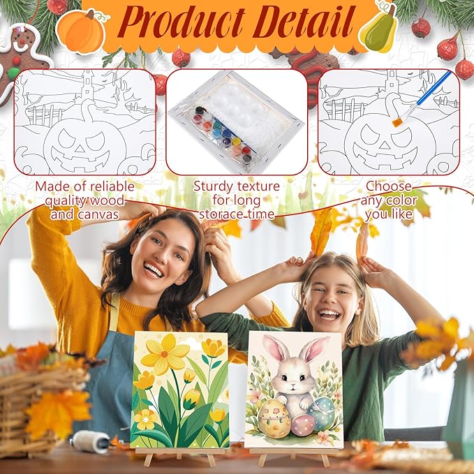 Zhanmai 12 Pack Pre Drawn Canvas for Painting Sip and Paint Kit 8" x 10" Paint Party Set Canvas Painting Pre Printed Canvases for Party Favor DIY Virtual Adult's Date Night (Classic Style)
