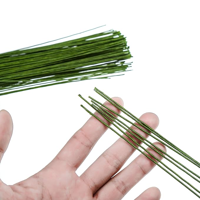 DECORA 18 Gauge Dark Green Floral Paper Wrapped Wire 16 inch,50/Package