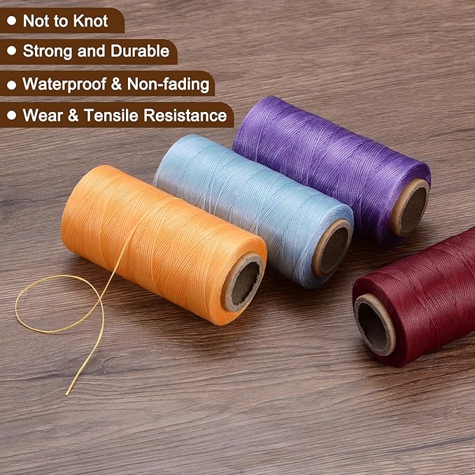 Uxcell 150D 0.8mm Flat Waxed Thread, 284 Yards Polyester, Black, Leather Sewing Waxed String