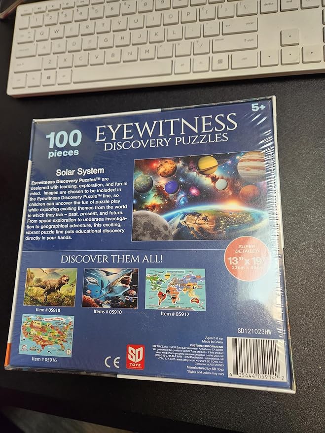 Eyewitness Discovery Puzzle Solar System, 100 Piece Jigsaw for Kids, Educational Learning Toy for Boys & Girls, Children Ages 5+
