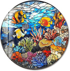 My Photostation.com 10''(25cm) Diameter Coral Reef Mosaic Round Glass Wall Art Tempered Glass Printing Wall Decor Large Wall Art Wall Hangings