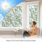 LEMON CLOUD Window Privacy Film, Stained Glass Window Film, Decorative Rainbow Window Clings, Static Cling Non Adhesive Door Stickers, Anti-UV Sun Blocker Heat Control for Home 17.5 x 157.4 inches