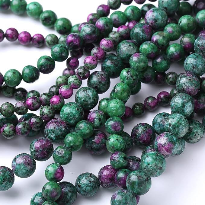 32PCS 12MM Natural Epidote Zoisite Stone Beads Round Loose Stone Beads for Jewelry Making DIY Energy Stone Healing Power Bracelet 15"