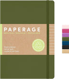PAPERAGE Recycled Lined Journal Notebook, (Olive), 160 Pages, Medium 5.6 in x 8 in - 100 GSM Thick Paper – College Ruled, Hardcover Journaling Notebook for Work, School & Note Taking