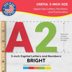 209 Pcs 3" Bright Bulletin Board Letters & Numbers, Capital, Numbers, Punctuation, US Made Card Stock Punch Out Letters for Poster, Bulletin Board, Classroom - Precut