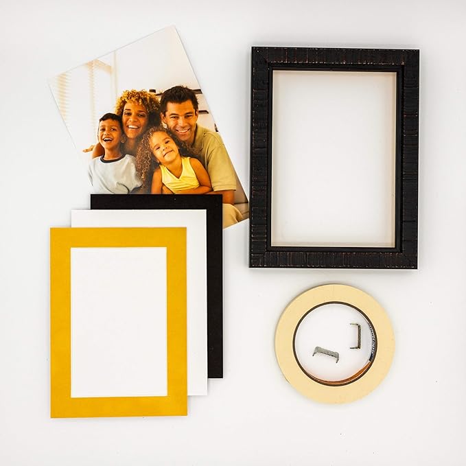 Pack of 25 Acid Free 8x10 Mats Bevel Cut for 6x8 Photos - Bright Yellow Precut Matboards With Backing Boards and Clear Photo Mat Bags For Pictures, Photos, Framing - 4-ply Thickness