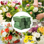 6 Pcs Floral Foam Blocks for Flower Arrangement (Larger Size 9” Lx4.3” Wx3” H) Wet and Dry Green Floral Foam for Wedding, Birthdays, Home Decorations