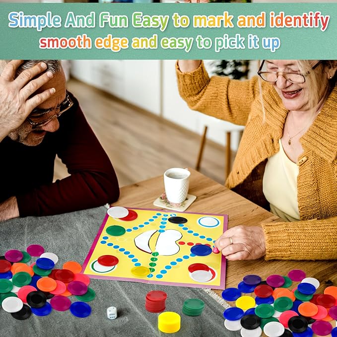 Coopay 2000 Pieces 10 Colors Plastic Poker Chips, 1 Inch Bingo Chips Bulk Learning Counters Disks Poker Card Game, Counting Markers for Math Practice, Game Tokens and Teaching Rewards, 25 mm