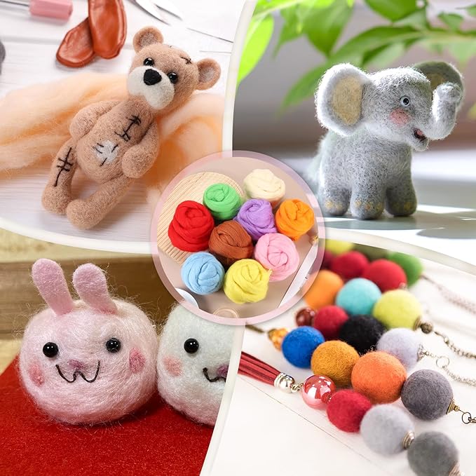 PATIKIL Wool Roving Yarn, 80G/2.82OZ Soft Felting Wool Pure Chunky Roving Yarn Bulk for Needle Felting Knitting Blanket Spinning Weaving DIY Craft, Light Brown