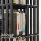 XIMN 360° Rotating Bamboo CD/DVD Shelf - 6-Tier Space-Saving Media Storage Cabinet for Movies, Organizer with Super Compact Design (Black, 6 Tier)