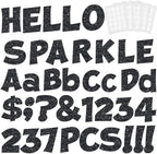 237 Pcs Glitter Bulletin Board Letters, Numbers and Punctuation, Poster Board Letters Alphabet Cut Out Cardboard Letters Accessories for Classroom Display Decorating Supplies 4inch (Black)